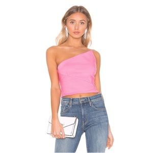 Asymmetrical Strapless Pink top by superdown